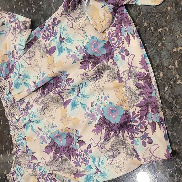 Agora Boatneck Chiffon Flowy Blouse - Picture 4 of 12